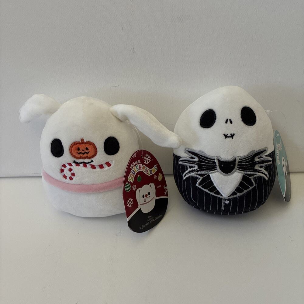 Squishmallow Nightmare Before Christmas Jack Skellington Zero Lot Of 2 Plush New